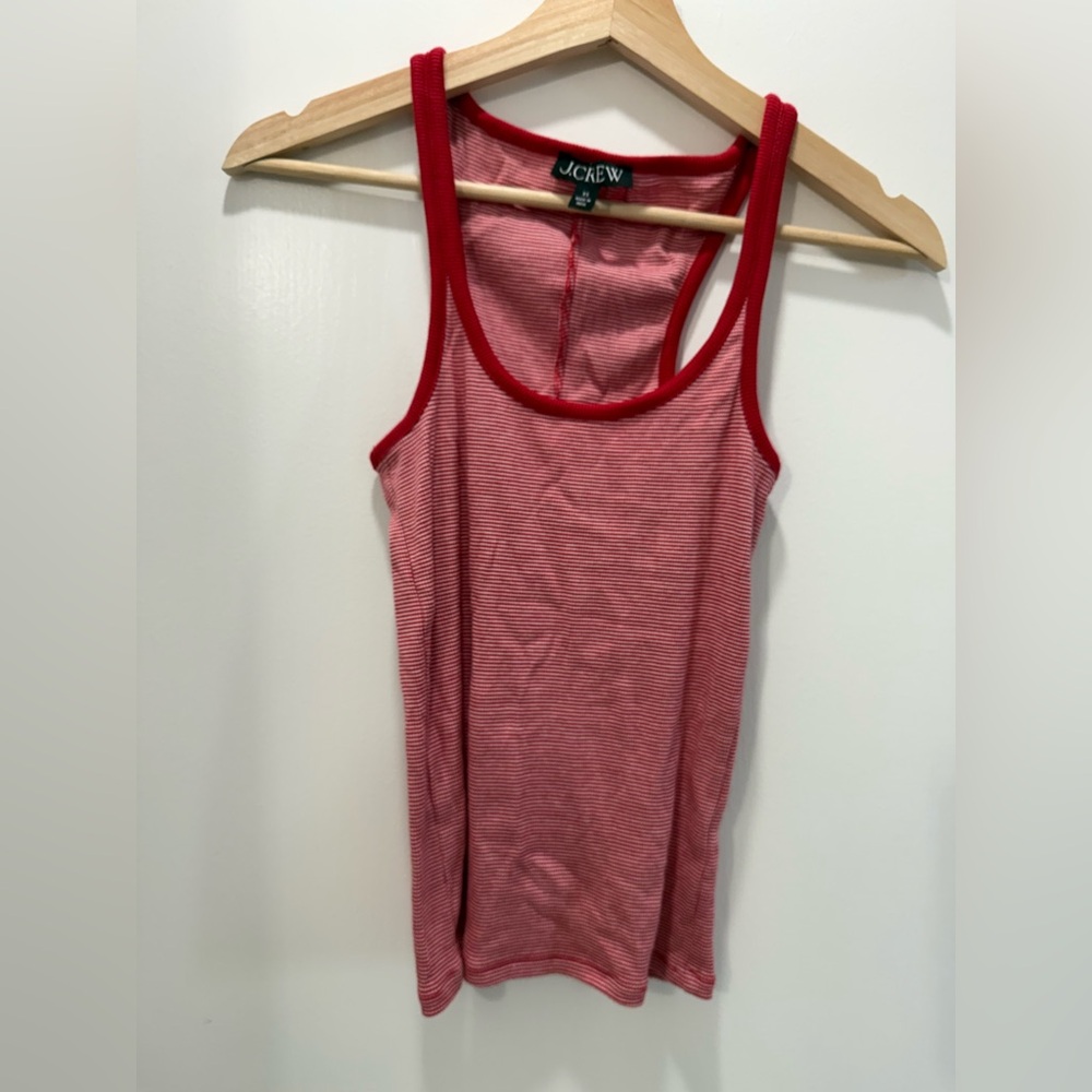 J. Crew Women's Red and White Striped Tank Top